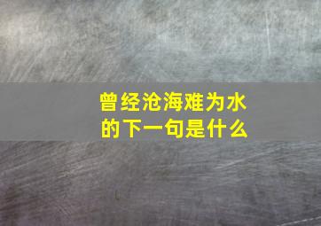 曾经沧海难为水 的下一句是什么